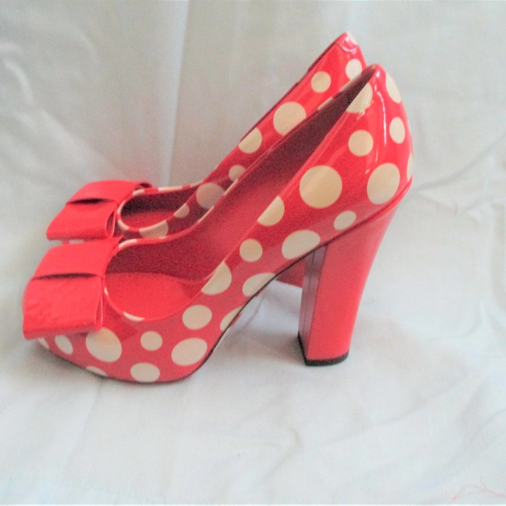 NEW LOUIS VUITTON DOTS YAYOI KUSAMA High Heel Shoes Pumps 35 RED WHITE - Picture 2 of 9